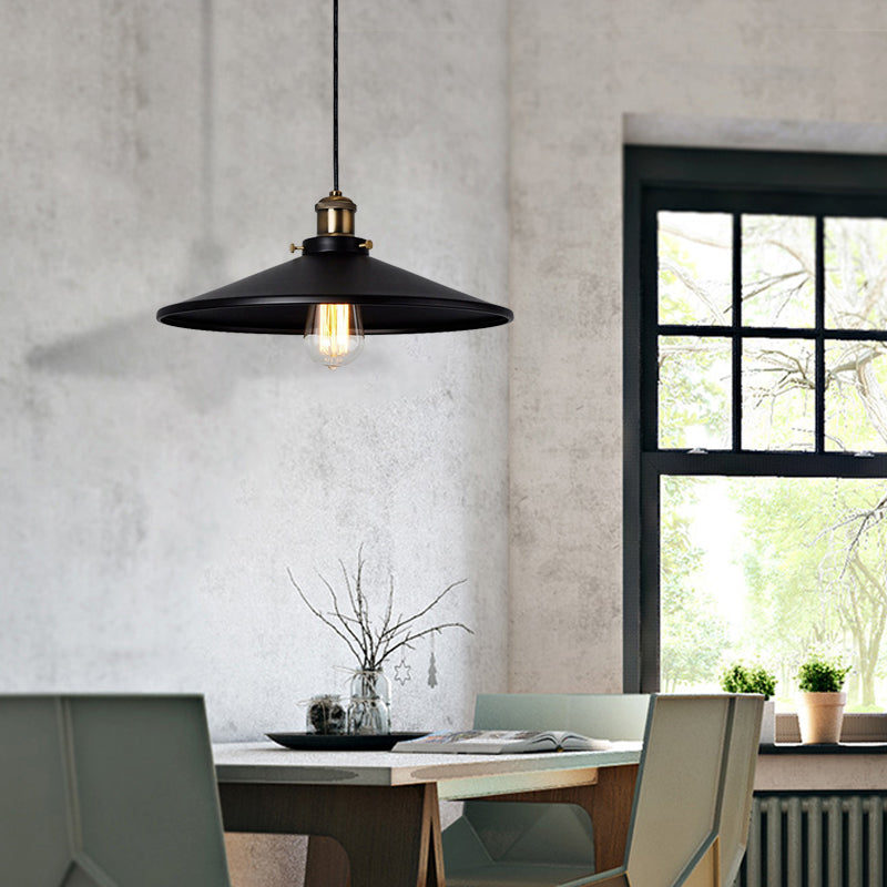 Stylish Metallic Saucer Pendant Ceiling Light for Foyer - Loft 8.5"/10" Diameter, 1 Head, Black