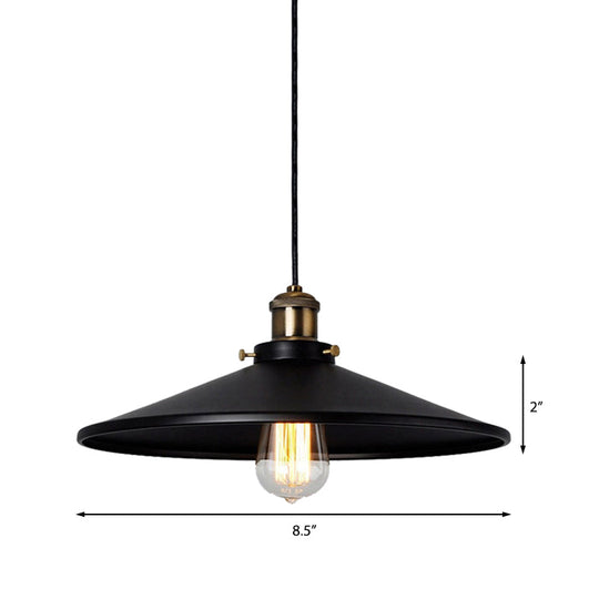 Stylish Metallic Saucer Pendant Ceiling Light for Foyer - Loft 8.5"/10" Diameter, 1 Head, Black