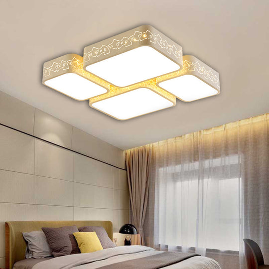 Modern LED Ceiling Flush Mount with White Acrylic Shade - Warm/White Lighting