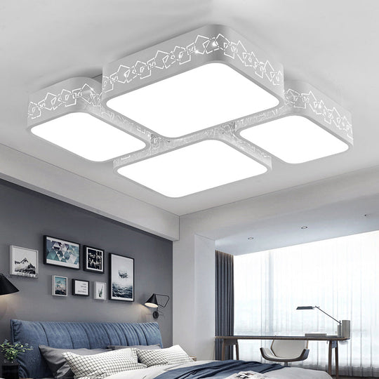 Modern LED Ceiling Flush Mount with White Acrylic Shade - Warm/White Lighting