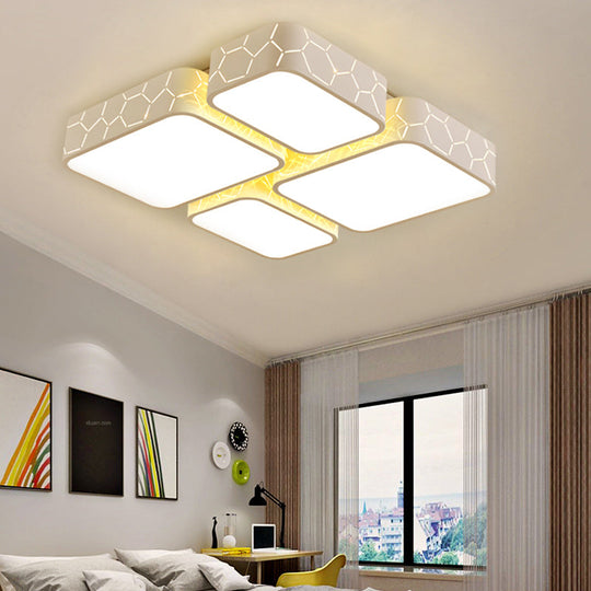 Contemporary LED Ceiling Light for Bedroom - White Finish with Warm/White Lighting and Square Acrylic"

or

"Square LED Ceiling Light for Modern Bedrooms - White Finish and Warm/White Lighting