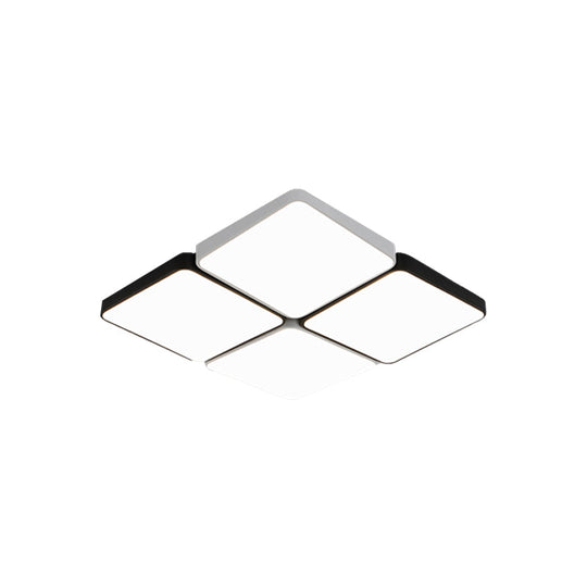 Sleek 4/6-Light Flush Mount With Acrylic Shade - White Rectangular/Squared Ceiling Lamp Warm/White