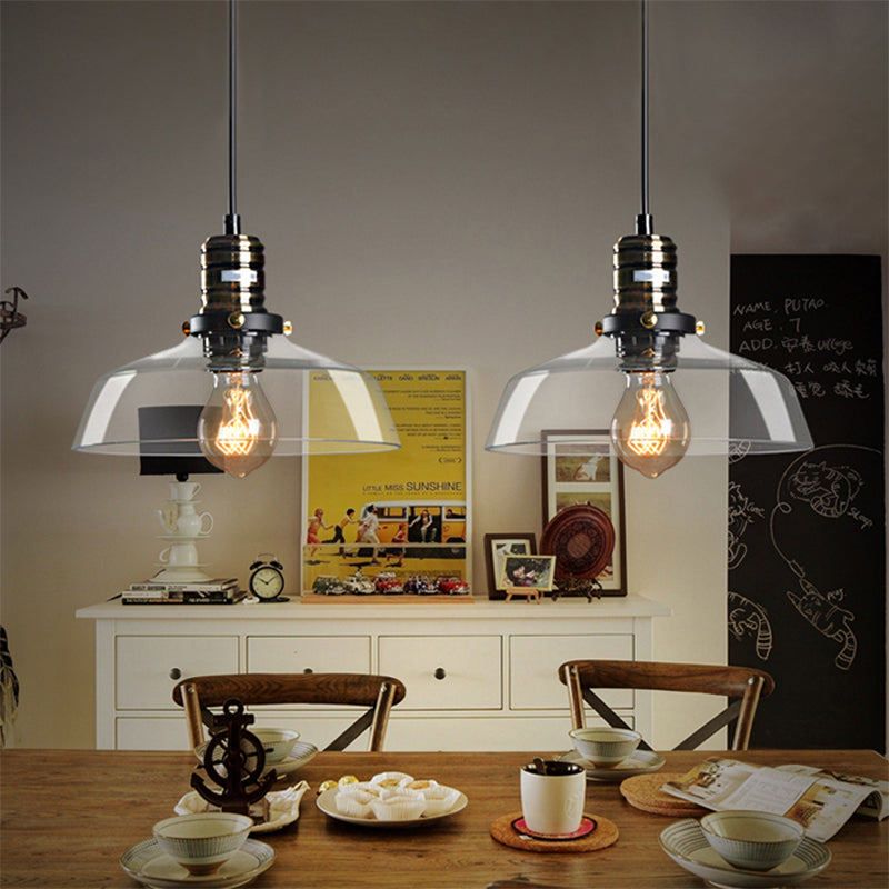 Hanging Single-Light Ceiling Pendant With Clear/Brown Glass Shade - Industrial Style For Dining Room