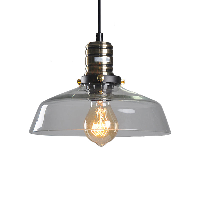 Hanging Single-Light Ceiling Pendant With Clear/Brown Glass Shade - Industrial Style For Dining Room