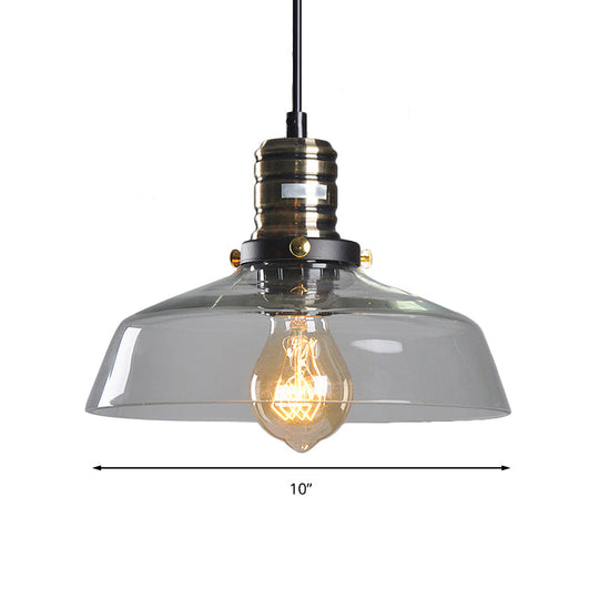 Hanging Single-Light Ceiling Pendant With Clear/Brown Glass Shade - Industrial Style For Dining Room