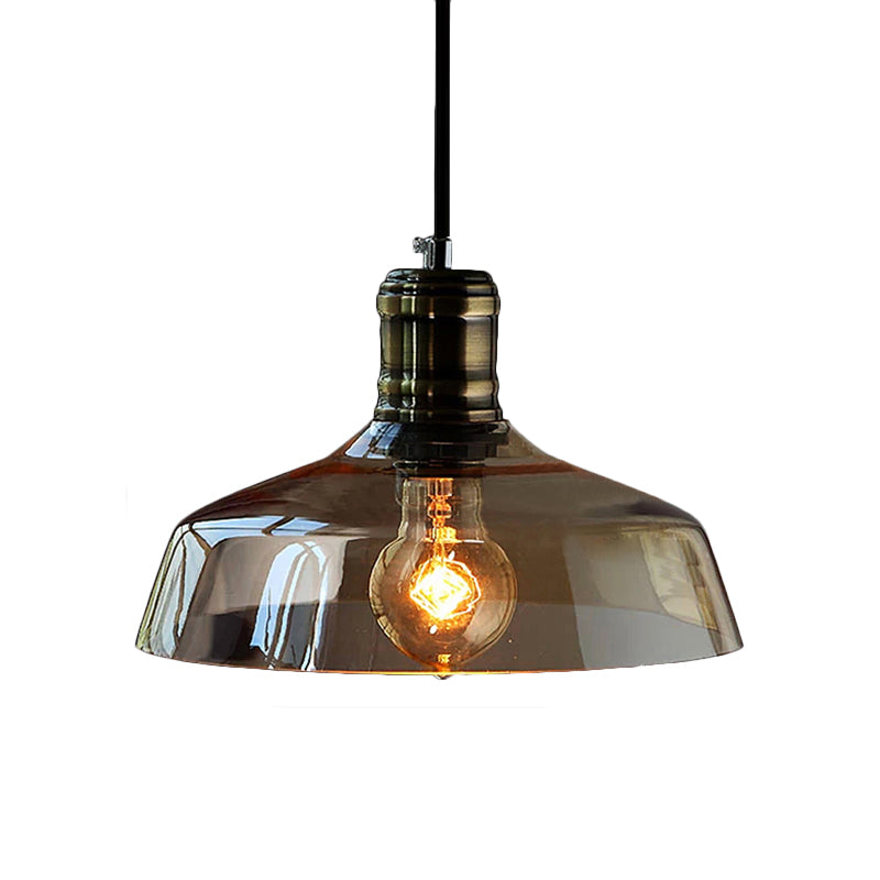 Hanging Single-Light Ceiling Pendant With Clear/Brown Glass Shade - Industrial Style For Dining Room