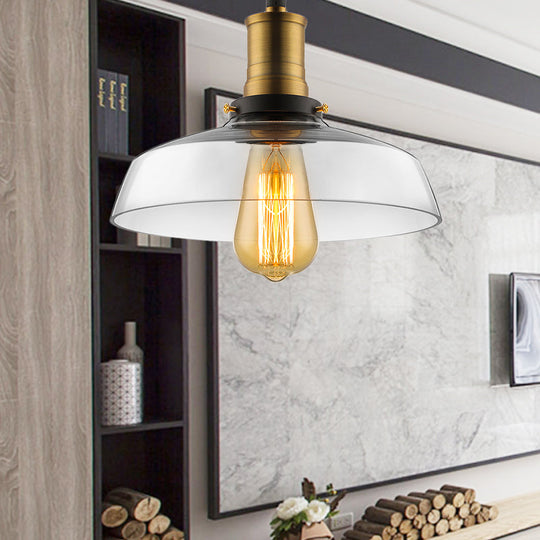 Antique Clear Glass 1-Light Pendant Ceiling Light - Bronze/Brass Finish - Perfect for Dining Room