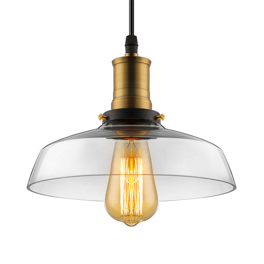 Antique Clear Glass 1-Light Pendant Ceiling Light - Bronze/Brass Finish - Perfect for Dining Room