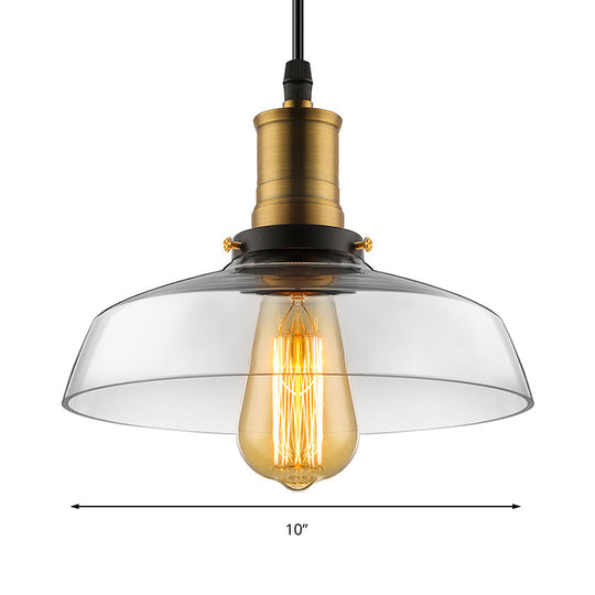 Antique Clear Glass 1-Light Pendant Ceiling Light - Bronze/Brass Finish - Perfect for Dining Room