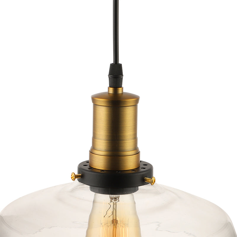 Antique Clear Glass 1-Light Pendant Ceiling Light - Bronze/Brass Finish - Perfect for Dining Room