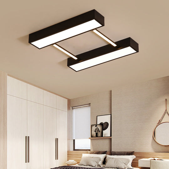 Nordic Metal Flush Mount LED Ceiling Fixture for Bedroom - White/Black, Warm/White Light, Multiple Sizes Available