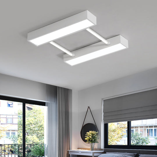 Nordic Metal Flush Mount LED Ceiling Fixture for Bedroom - White/Black, Warm/White Light, Multiple Sizes Available