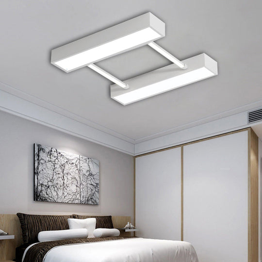 Nordic Metal Flush Mount LED Ceiling Fixture for Bedroom - White/Black, Warm/White Light, Multiple Sizes Available