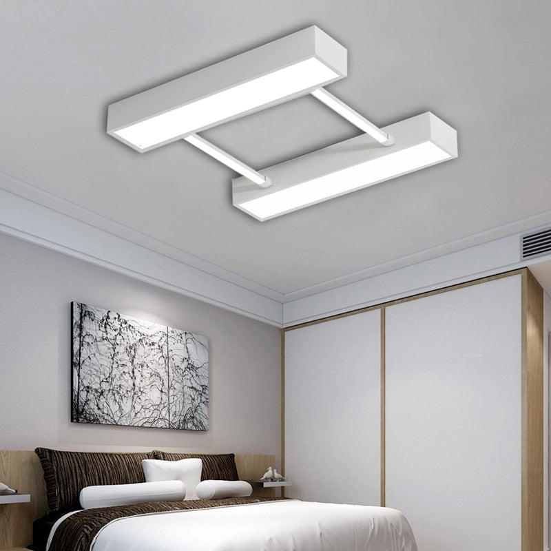 Nordic Metal Flush Mount Led Ceiling Fixture For Bedroom - White/Black Warm/White Light Multiple