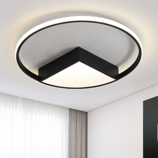 16"/19.5"/23.5" Wide Acrylic Flushmount LED Ceiling Light in Black/White with Warm/White Lighting