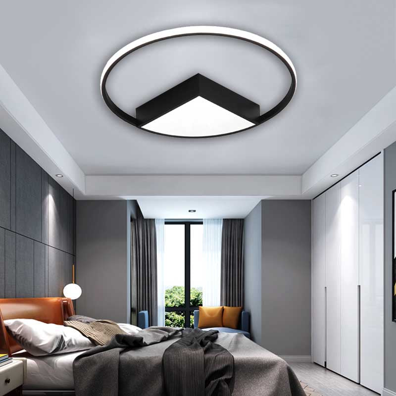 16"/19.5"/23.5" Wide Acrylic Flushmount LED Ceiling Light in Black/White with Warm/White Lighting