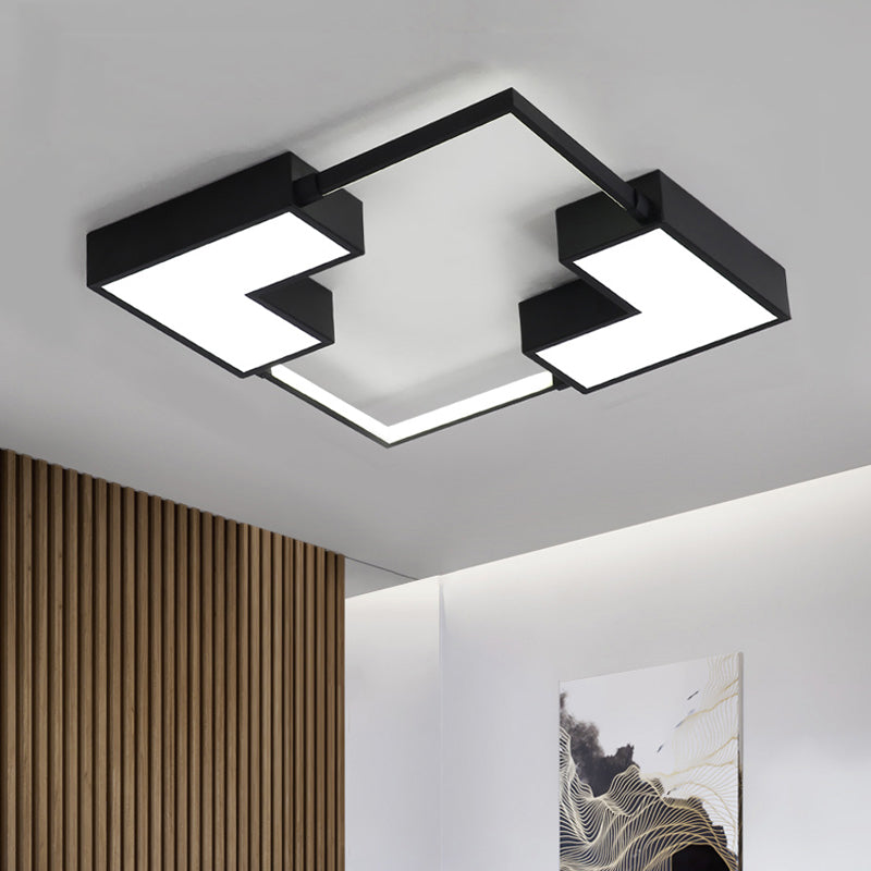 Simple Acrylic LED Flush Mount Ceiling Light in Black/White - Warm/White Light, 16"/19.5"/23.5" Wide