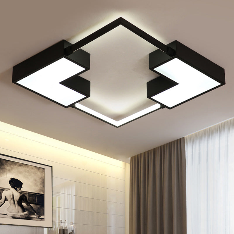 Simple Acrylic LED Flush Mount Ceiling Light in Black/White - Warm/White Light, 16"/19.5"/23.5" Wide