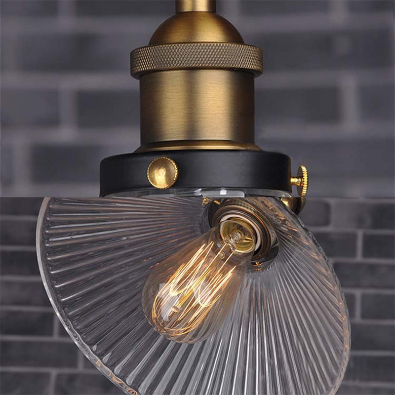 Industrial Cone-shaded Single Light Pendant - Black/Clear