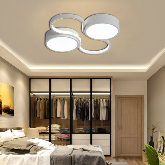 Contemporary LED Flush Mount Lamp - Black/White Circular Design - 19.5"/23.5" Wide - Acrylic Shade - Warm/White Light - Bedroom Ceiling Lighting