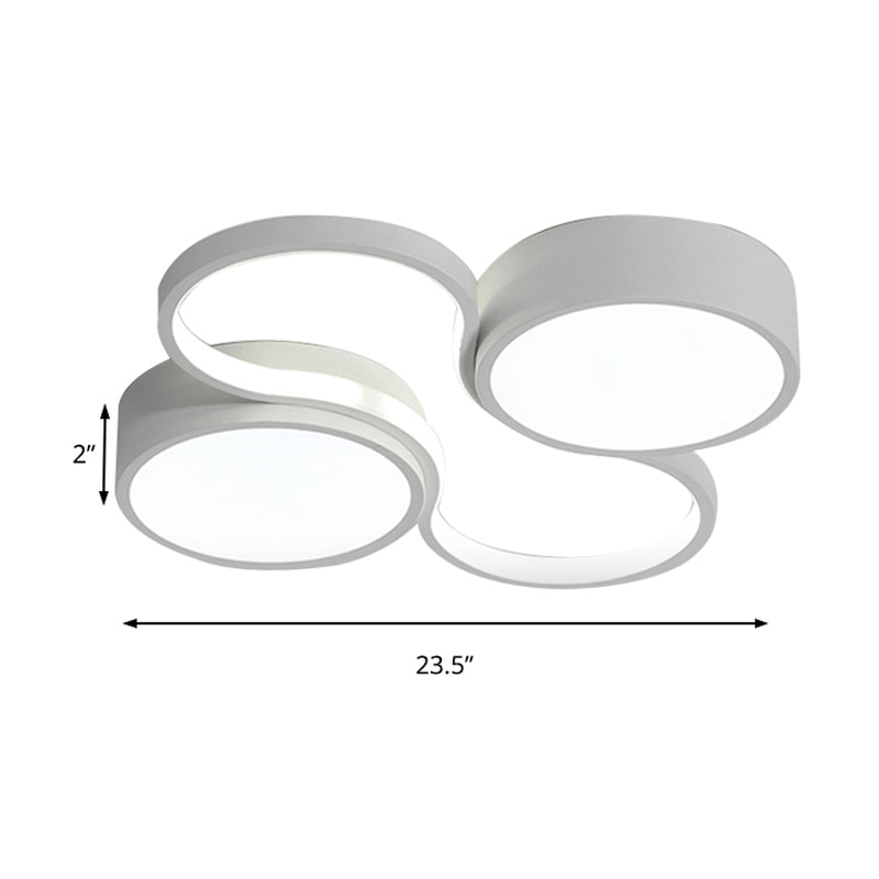 Contemporary Led Flush Mount Lamp - Black/White Circular Design 19.5/23.5 Wide Acrylic Shade