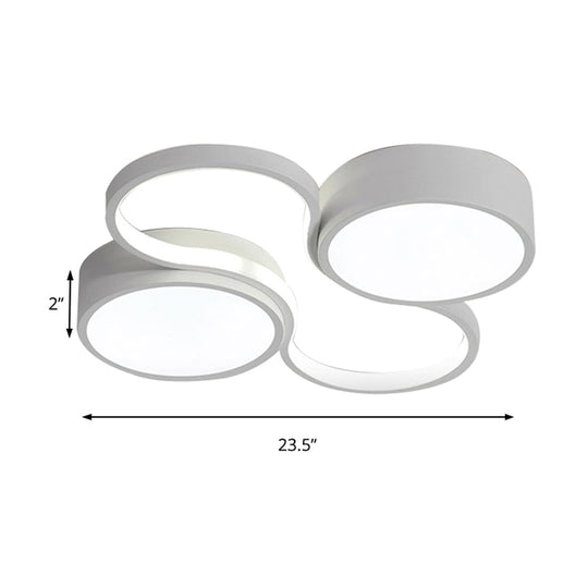 Contemporary Led Flush Mount Lamp - Black/White Circular Design 19.5/23.5 Wide Acrylic Shade