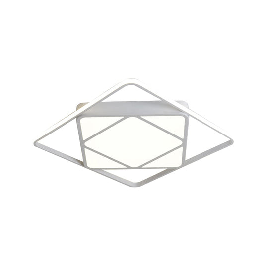 Modern Metal Rhombus Flush Mount Ceiling Light for Bedroom - LED, White/Black, Warm/White, 18"/23.5" Wide