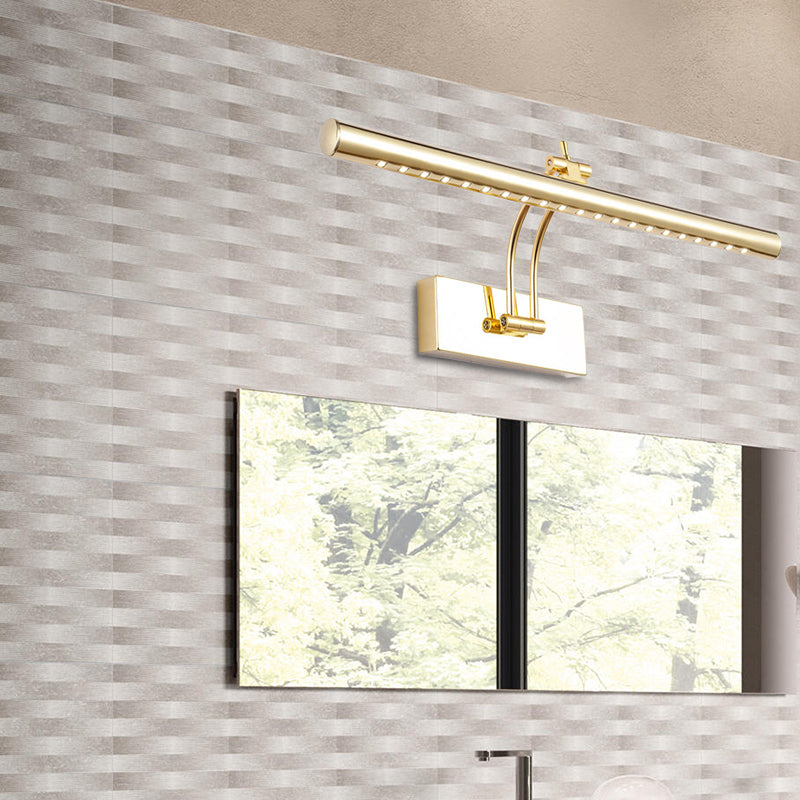 Led Bathroom Wall Lamp With Tubular Metal Shade - Chrome/Gold Finish 16/21.5 Wide