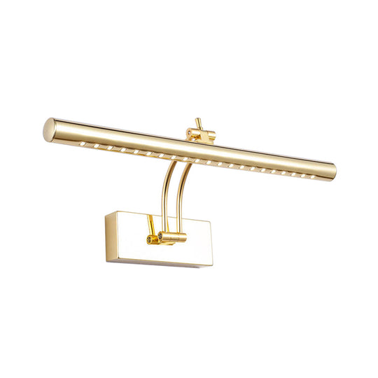 Led Bathroom Wall Lamp With Tubular Metal Shade - Chrome/Gold Finish 16/21.5 Wide