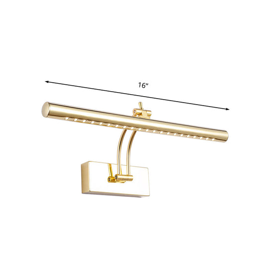 Led Bathroom Wall Lamp With Tubular Metal Shade - Chrome/Gold Finish 16/21.5 Wide