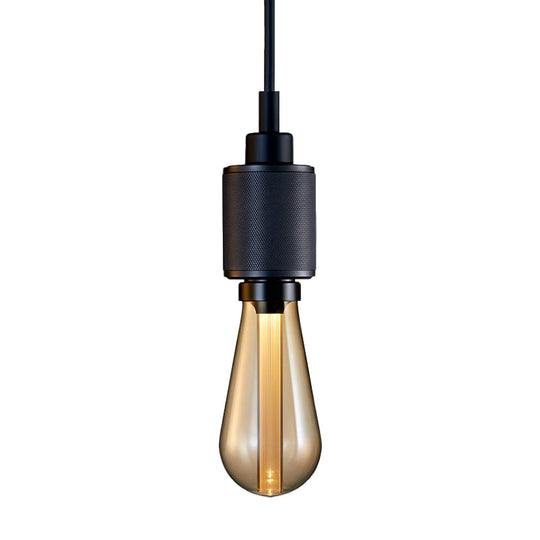 Retro Industrial Pendant Lighting - Metallic Open Bulb 1-Light Lamp in Black/Silver for Restaurants