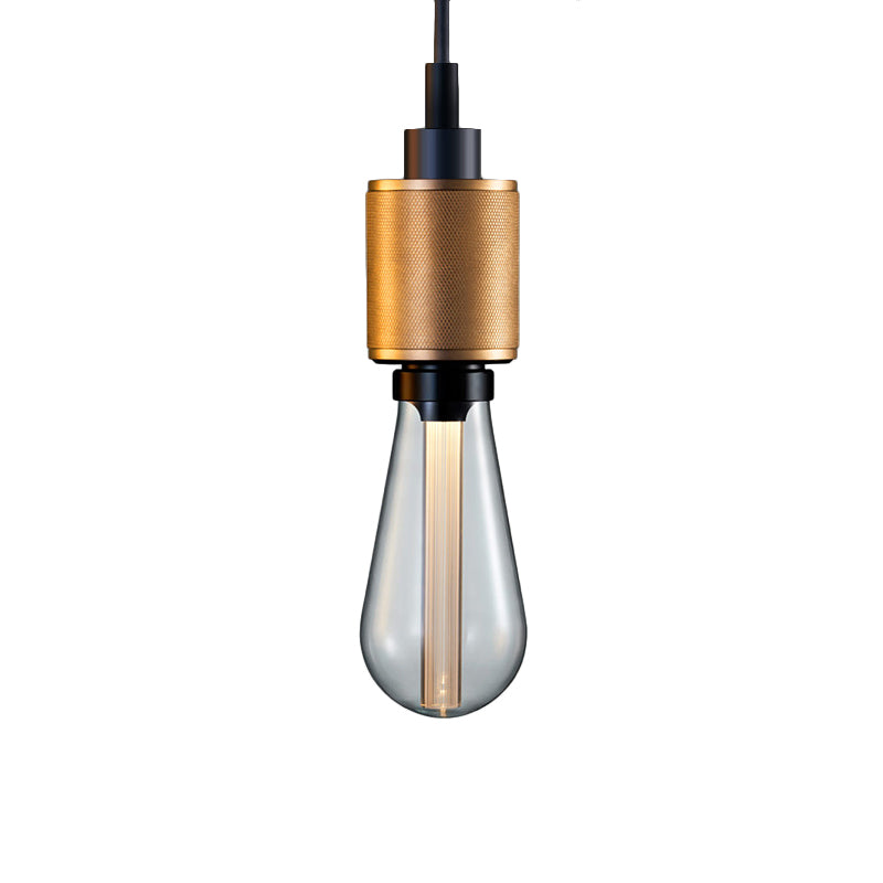 Retro Industrial Pendant Lighting - Metallic Open Bulb 1-Light Lamp in Black/Silver for Restaurants