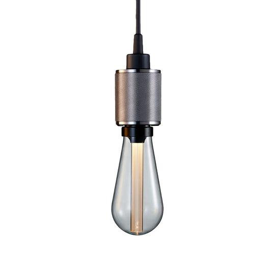 Retro Industrial Pendant Lighting - Metallic Open Bulb 1-Light Lamp in Black/Silver for Restaurants