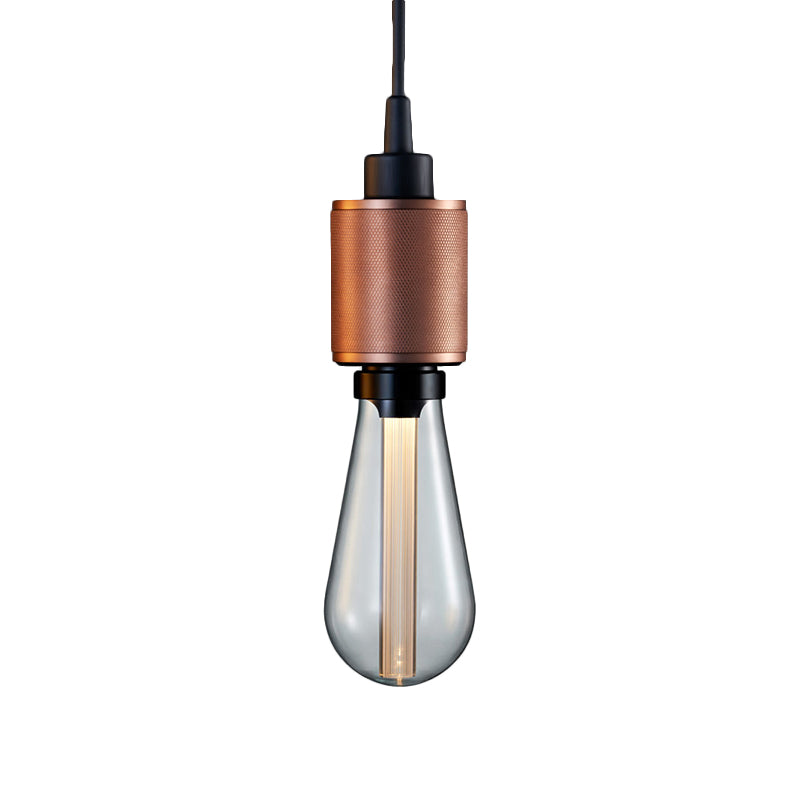 Retro Industrial Pendant Lighting - Metallic Open Bulb 1-Light Lamp in Black/Silver for Restaurants