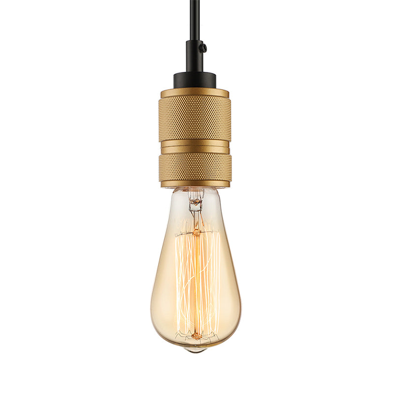 Open Bulb Retro Industrial Pendant Light - Gold, Adjustable Cord