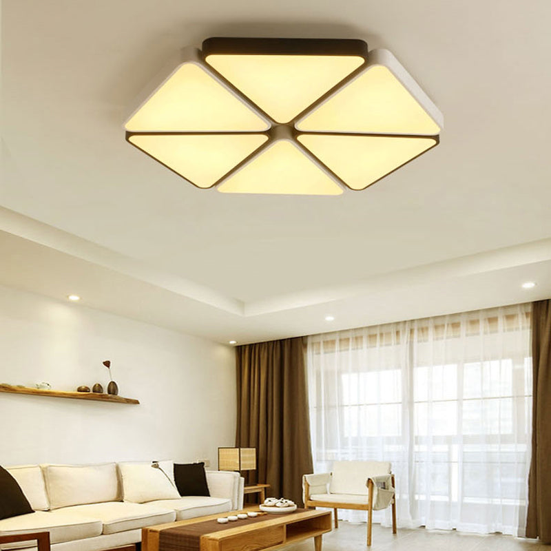 Hexagon Acrylic LED Ceiling Light Fixture - Contemporary Warm/White Light for Living Room, 19.5"/23.5" Wide