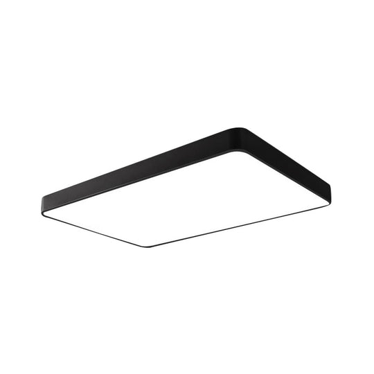 Rectangular Metal Flush Mount with LED Light - Simple White/Black for Bedroom and Office