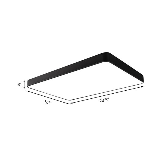 Rectangular Metal Flush Mount with LED Light - Simple White/Black for Bedroom and Office