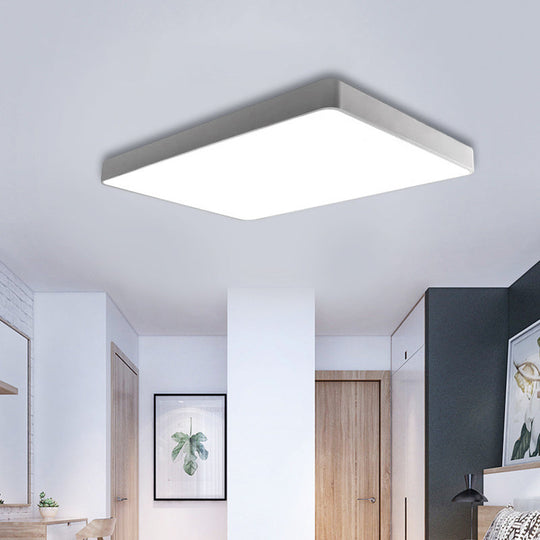 Rectangular Metal Flush Mount with LED Light - Simple White/Black for Bedroom and Office