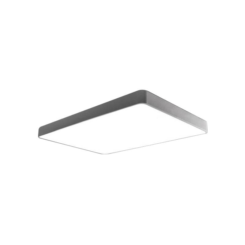 Rectangular Metal Flush Mount with LED Light - Simple White/Black for Bedroom and Office