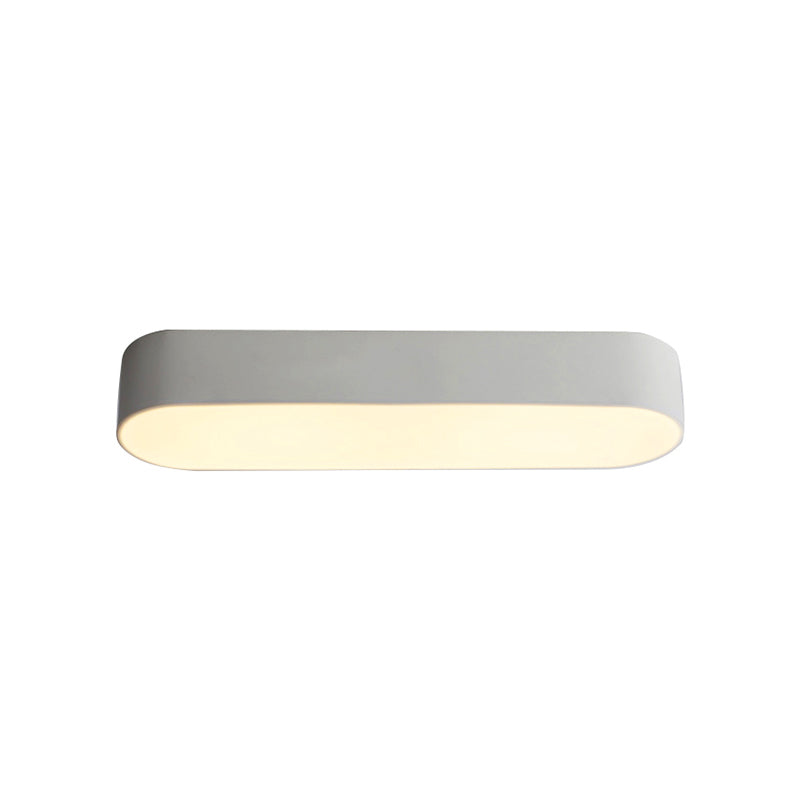 Modern Metal Led Flush Mount Lamp: Smooth Edge Case 23.5/35.5 Wide White/Black Ceiling Light For