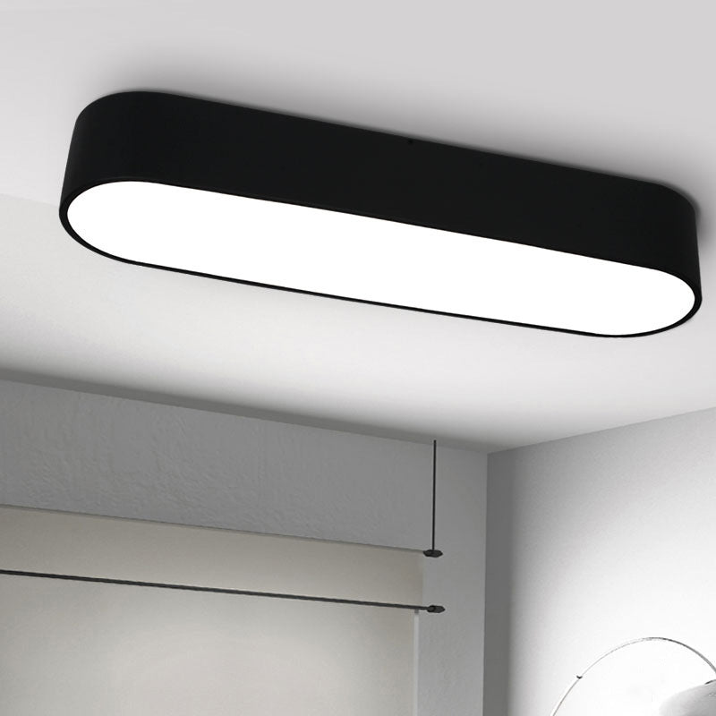 Modern Metal Led Flush Mount Lamp: Smooth Edge Case 23.5/35.5 Wide White/Black Ceiling Light For