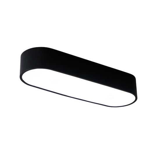 Modern Metal Led Flush Mount Lamp: Smooth Edge Case 23.5/35.5 Wide White/Black Ceiling Light For