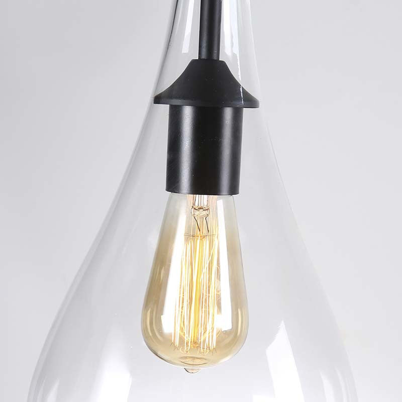 Industrial Style 1-Light Clear Glass Pendant Lighting for Bedroom with Adjustable Rope