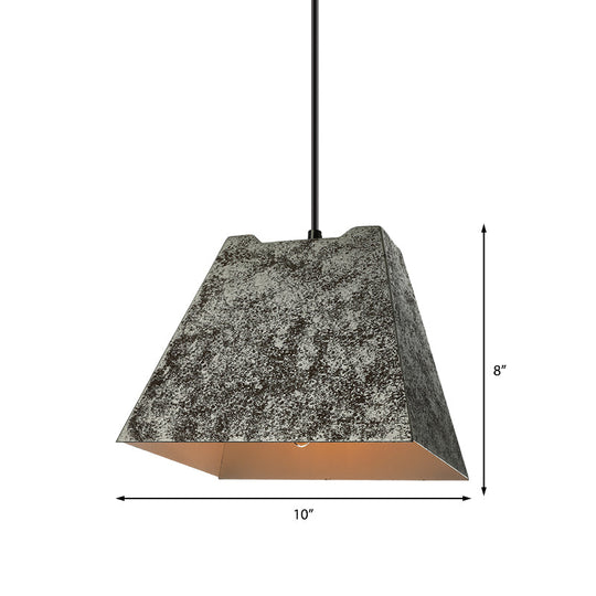 Antique Style Metal Pendant Light Set (Square/Trapezoid) - Adjustable Cord Aged Black Ideal For