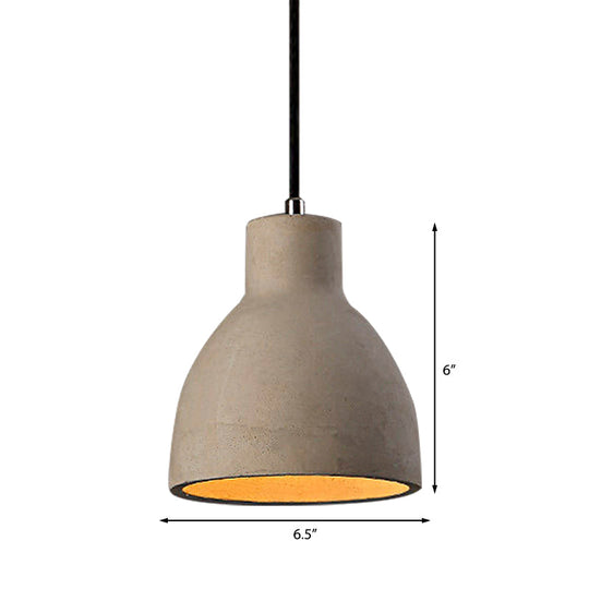 Adjustable Cord Industrial Pendant Lighting In Grey - 6.5/8.5/10.5 Diameter Barn/Cylinder/Dome Shape