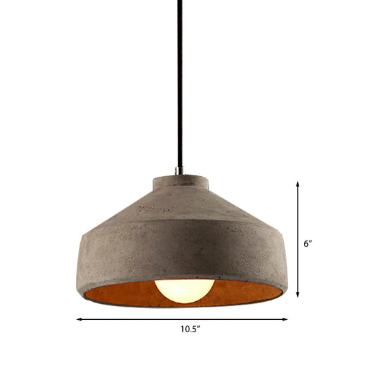 Adjustable Cord Industrial Pendant Lighting In Grey - 6.5/8.5/10.5 Diameter Barn/Cylinder/Dome Shape