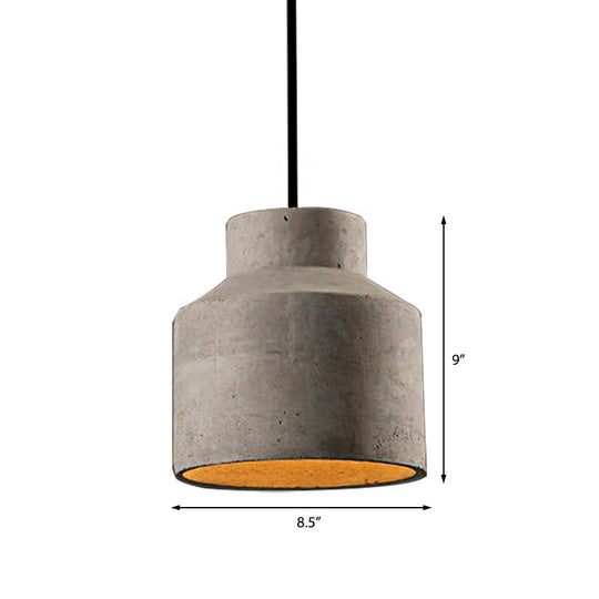 Adjustable Cord Industrial Pendant Lighting In Grey - 6.5/8.5/10.5 Diameter Barn/Cylinder/Dome Shape