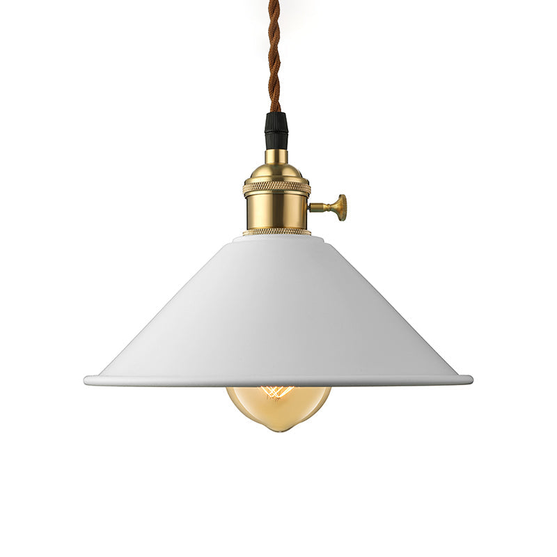 Industrial Style Conic Shade Ceiling Light With Gray/White/Pink Pendant Design