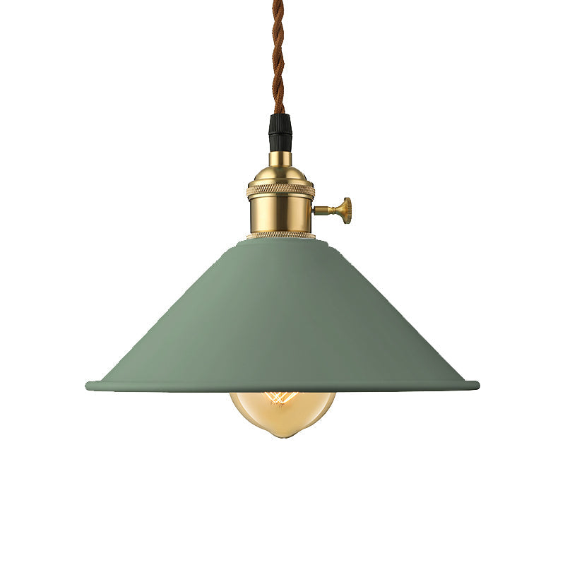 Industrial Style Metal Conic Shade Dining Room Ceiling Light Fixture - 1 Light Gray/White/Pink Pendant Lighting